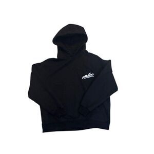 Moninc Black Hoodie With Graphic Text Design Size M